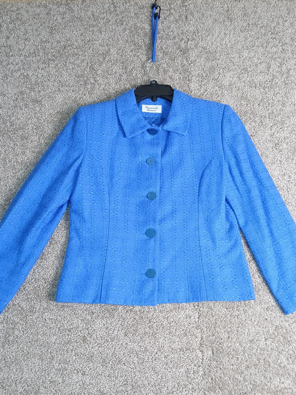 Giancarlo Ferrari‎ Women's Blue Blazer/Jacket Made In USA 100% Silk -  Size 6